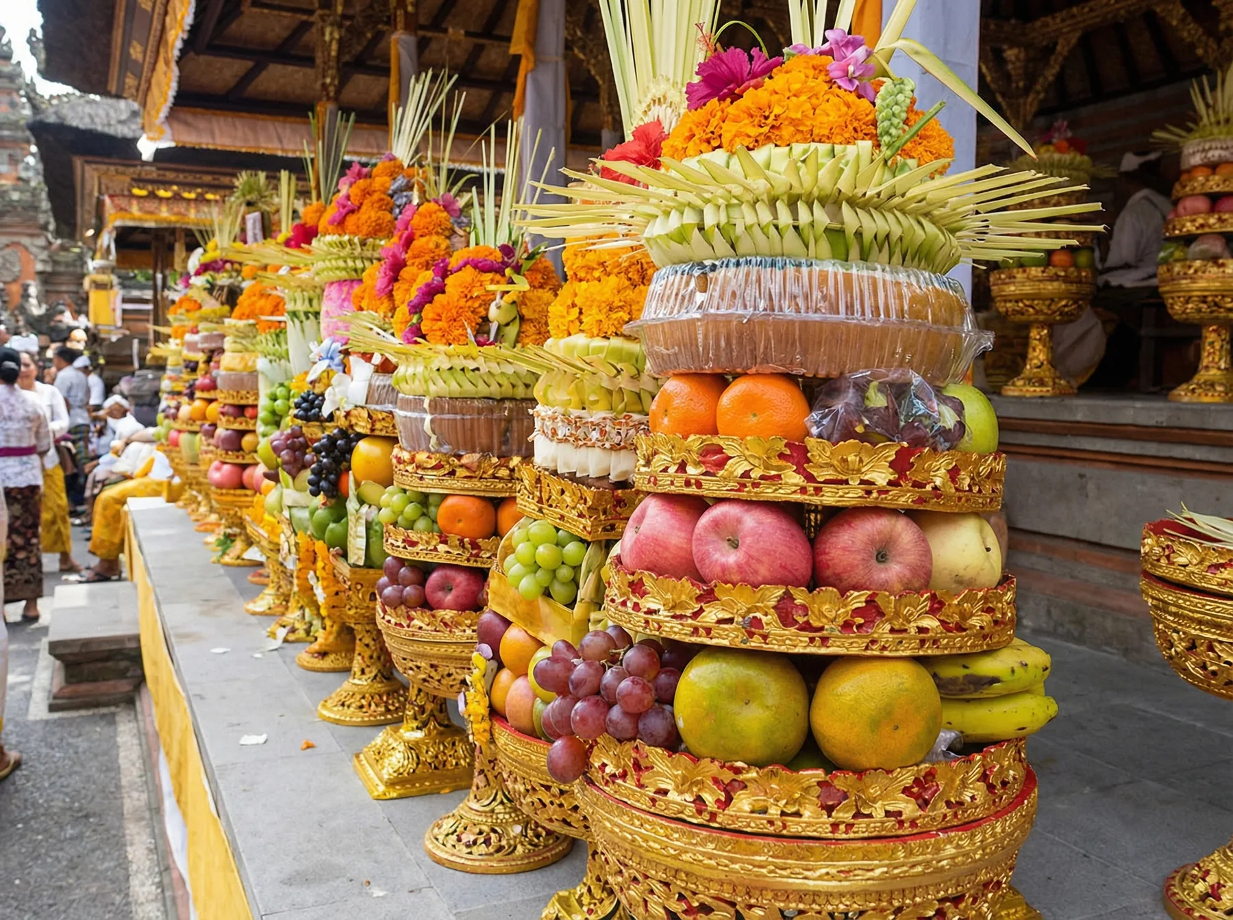 ゲボガン（フルーツタワー）の伝統的な供物